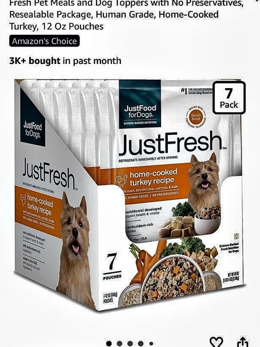 JustFoodForDogs JustFresh Home-Cooked Turkey Recipe 7 Pack